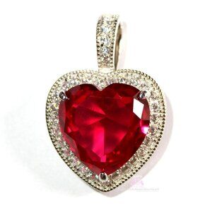 Love A Prophet's Heart Ruby Red Rose Cz 925 Sterling Silver Statement Pendant